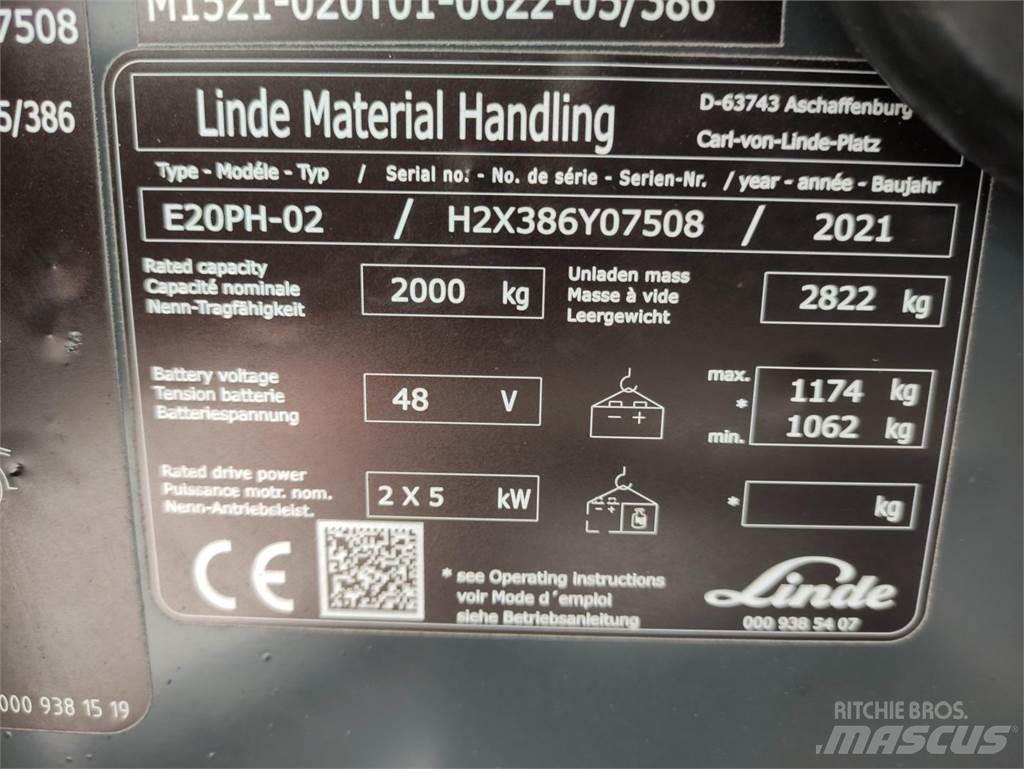 Linde E20PH-02-386-EVO Elmotviktstruckar