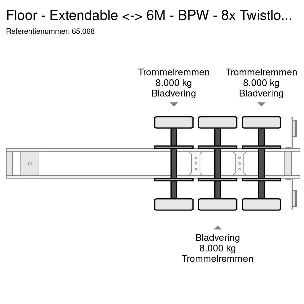 Floor - Extendable <-> 6M - BPW - 8x Twistlock - Spring Låg lastande semi trailer