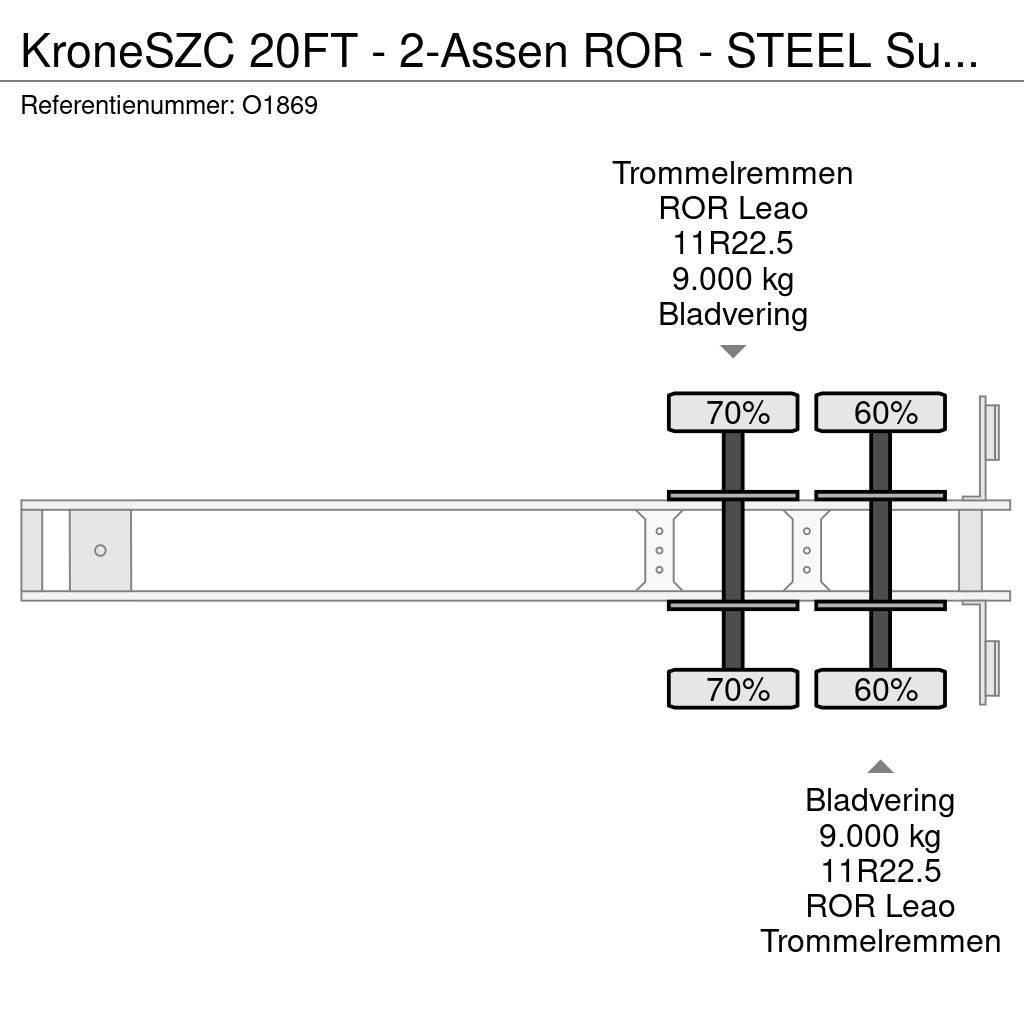 Krone SZC 20FT - 2-Assen ROR - STEEL Suspension - DOUBLE Containertrailer