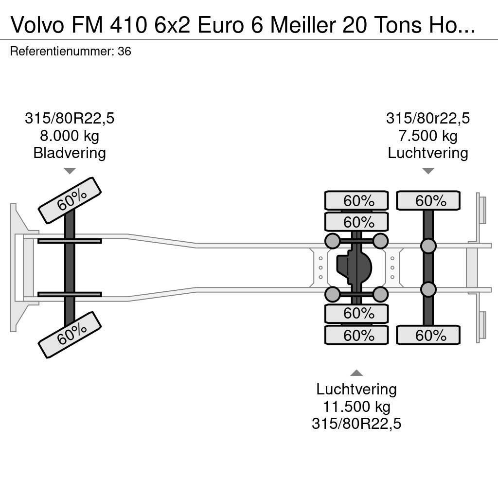 Volvo FM 410 6x2 Euro 6 Meiller 20 Tons Hooklift German Lastväxlare/Krokbilar