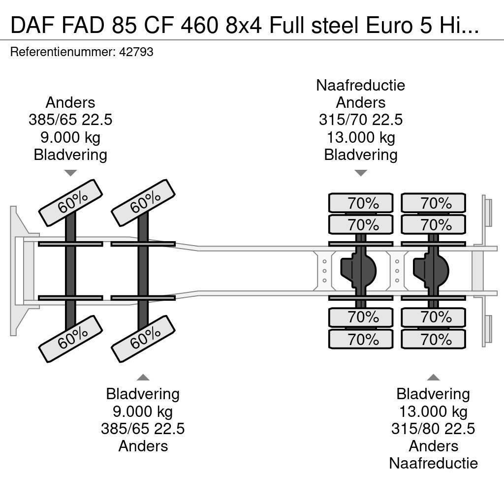 DAF FAD 85 CF 460 8x4 Full steel Euro 5 Hiab 20 Tonmet Lastväxlare/Krokbilar