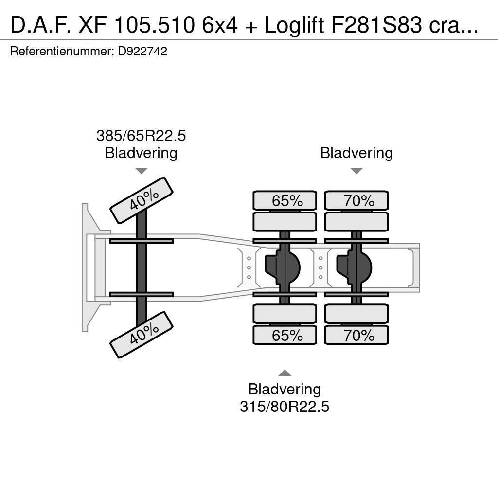 DAF XF 105.510 6x4 + Loglift F281S83 crane / timber tr Dragbilar