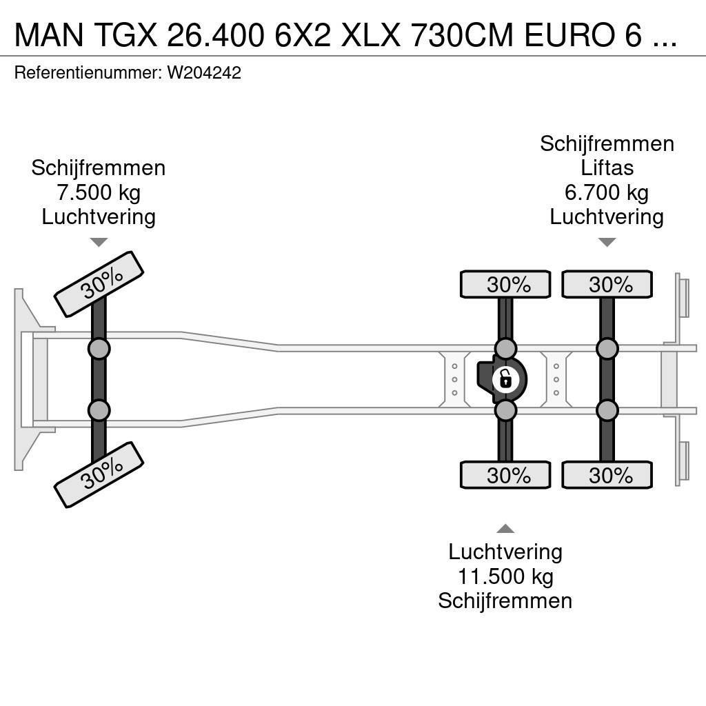 MAN TGX 26.400 6X2 XLX 730CM EURO 6 AHK NL Truck Chassier