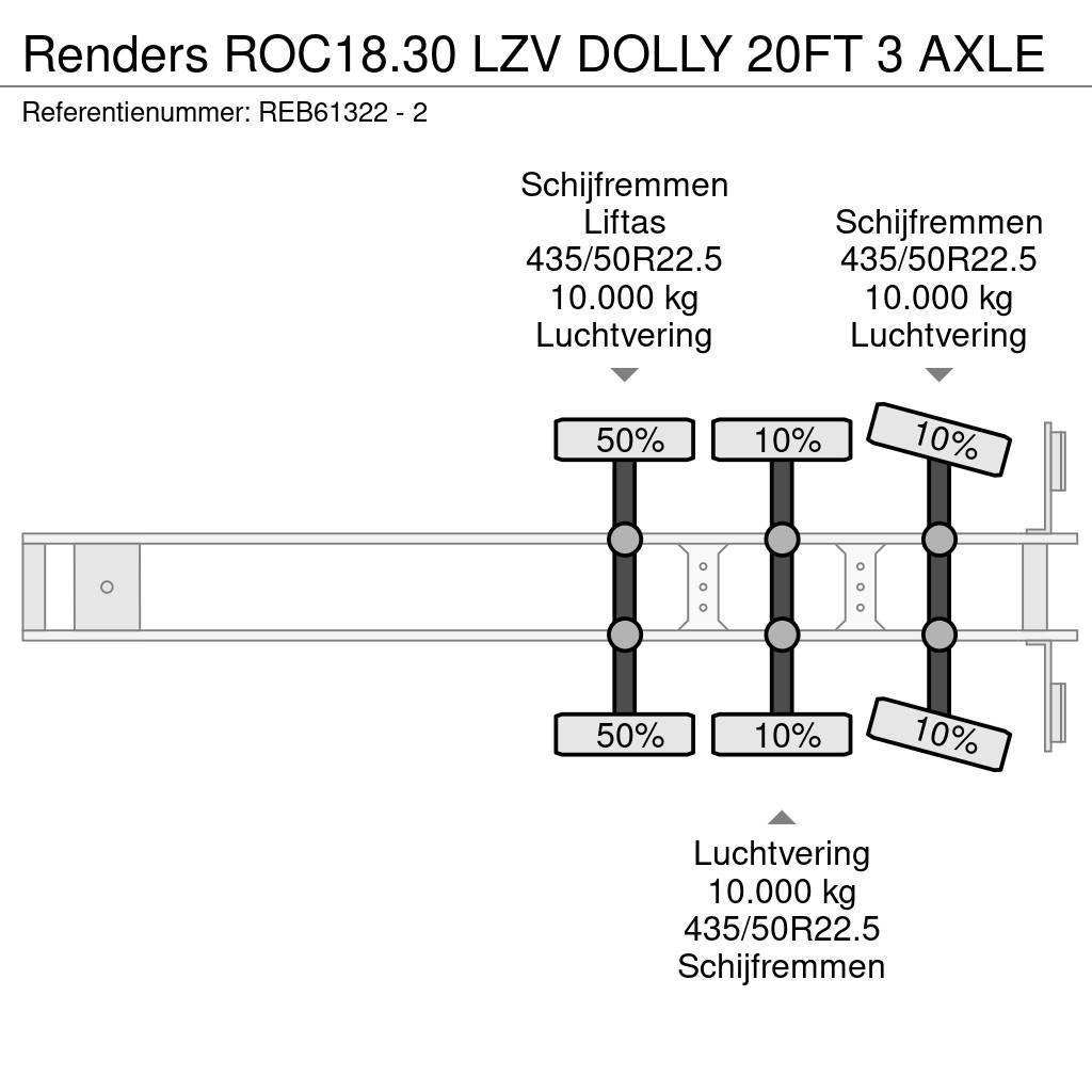 Renders ROC18.30 LZV DOLLY 20FT 3 AXLE Containertrailer