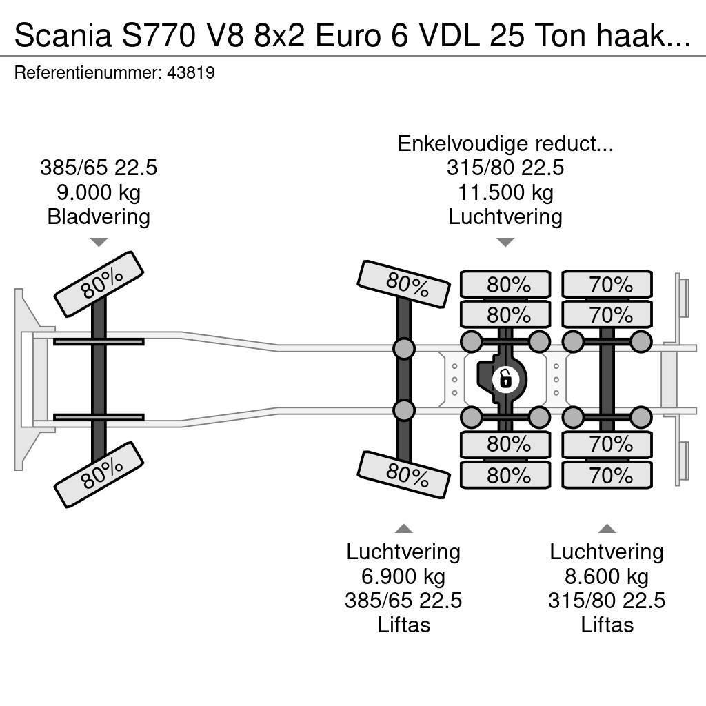 Scania S770 V8 8x2 Euro 6 VDL 25 Ton haakarmsysteem Just Lastväxlare/Krokbilar
