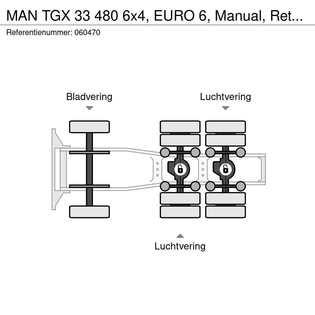 MAN TGX 33 480 6x4, EURO 6, Manual, Retarder Dragbilar