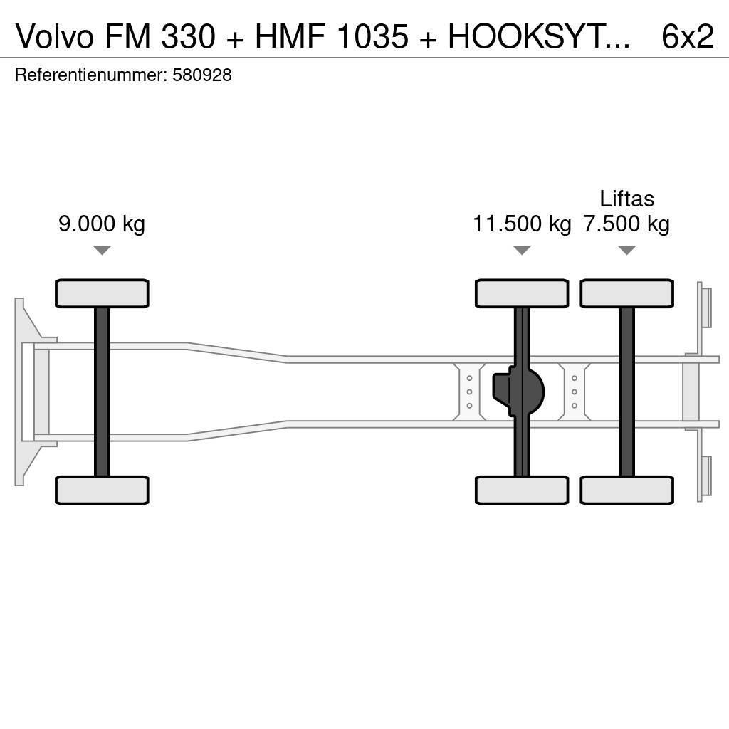 Volvo FM 330 + HMF 1035 + HOOKSYTEM HYVA + EURO 5 + 6X2 Lastväxlare/Krokbilar
