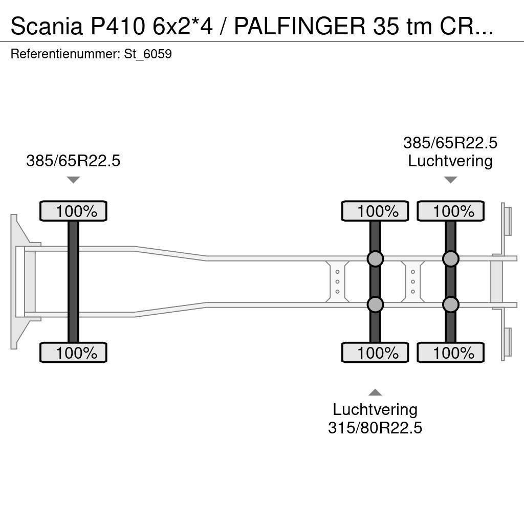 Scania P410 6x2*4 / PALFINGER 35 tm CRANE + WINCH Kranbilar