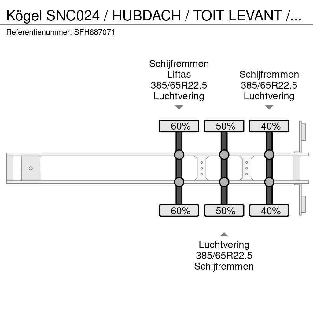 Kögel SNC024 / HUBDACH / TOIT LEVANT / HEFDAK / LIFTAS Kapelltrailer
