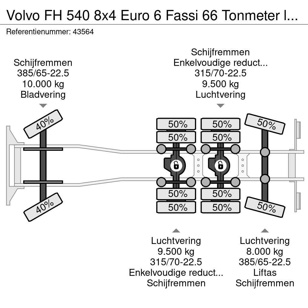 Volvo FH 540 8x4 Euro 6 Fassi 66 Tonmeter laadkraan + Fl Allterrängkranar