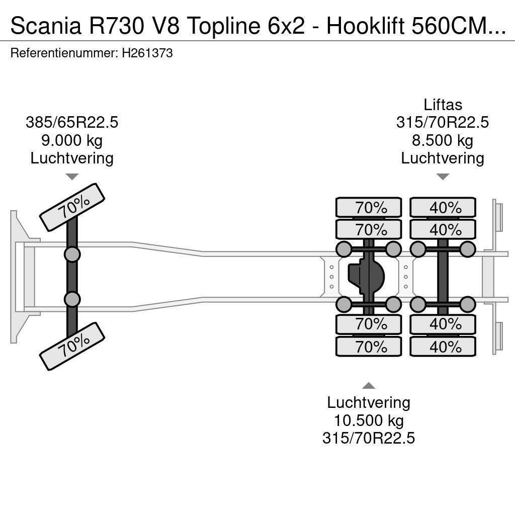 Scania R730 V8 Topline 6x2 - Hooklift 560CM - Custom in- Lastväxlare/Krokbilar