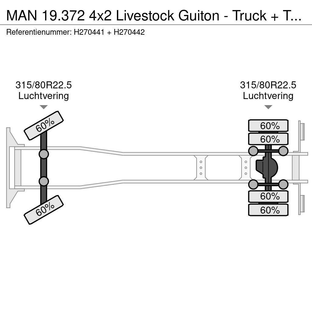 MAN 19.372 4x2 Livestock Guiton - Truck + Trailer - Ma Djurtransporter
