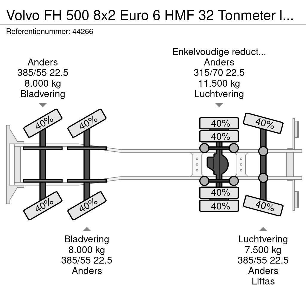 Volvo FH 500 8x2 Euro 6 HMF 32 Tonmeter laadkraan + Fly- Allterrängkranar