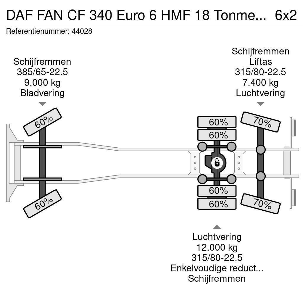 DAF FAN CF 340 Euro 6 HMF 18 Tonmeter laadkraan met li Lastväxlare/Krokbilar