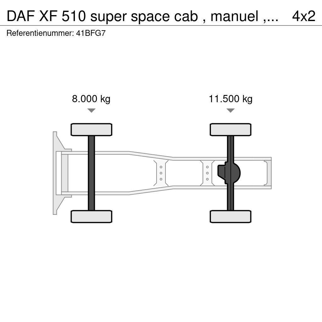 DAF XF 510 super space cab , manuel , euro 6, top cond Dragbilar