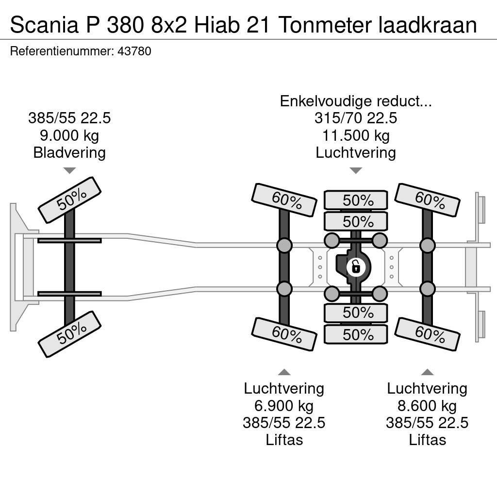 Scania P 380 8x2 Hiab 21 Tonmeter laadkraan Lastväxlare/Krokbilar