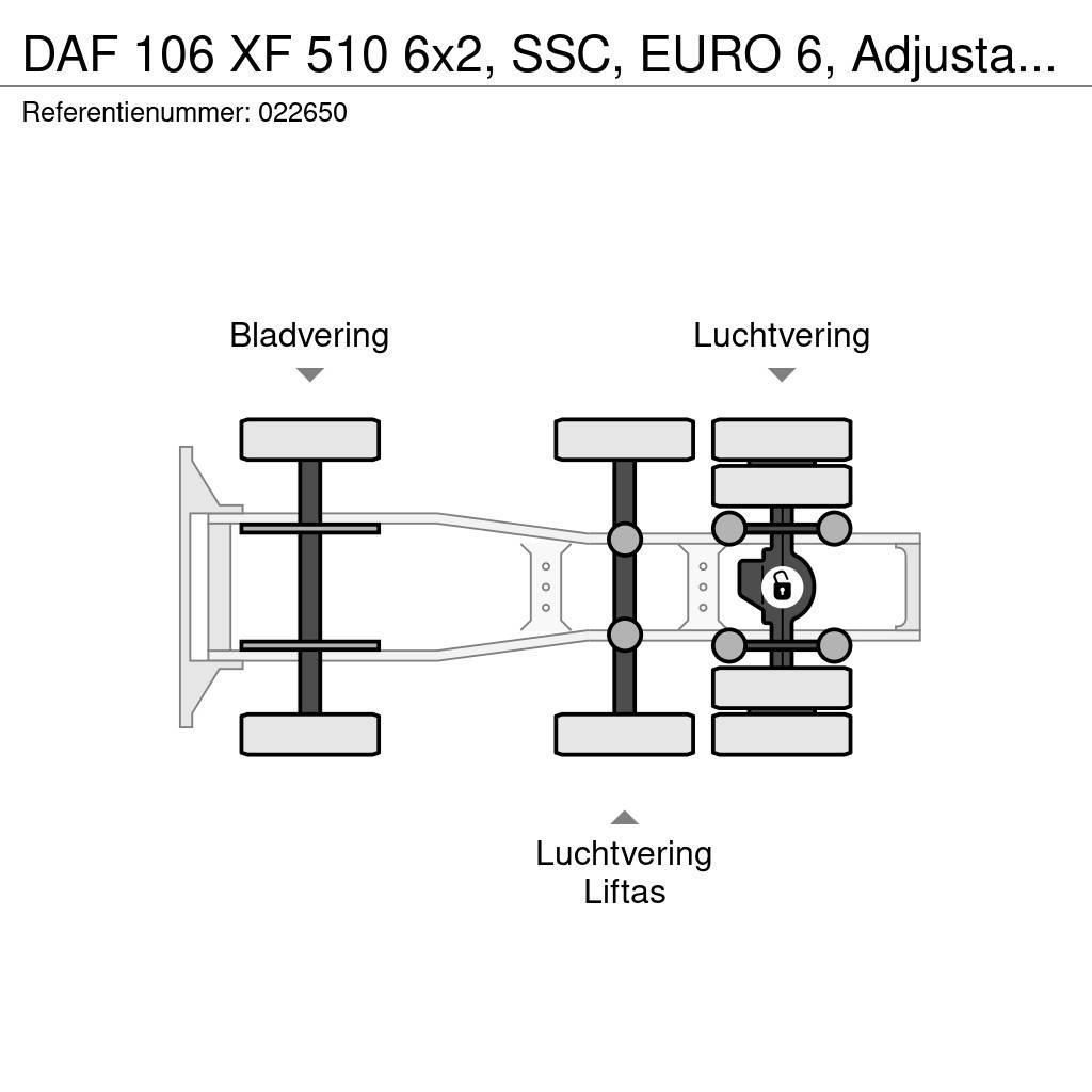 DAF 106 XF 510 6x2, SSC, EURO 6, Adjustable fifth whee Dragbilar