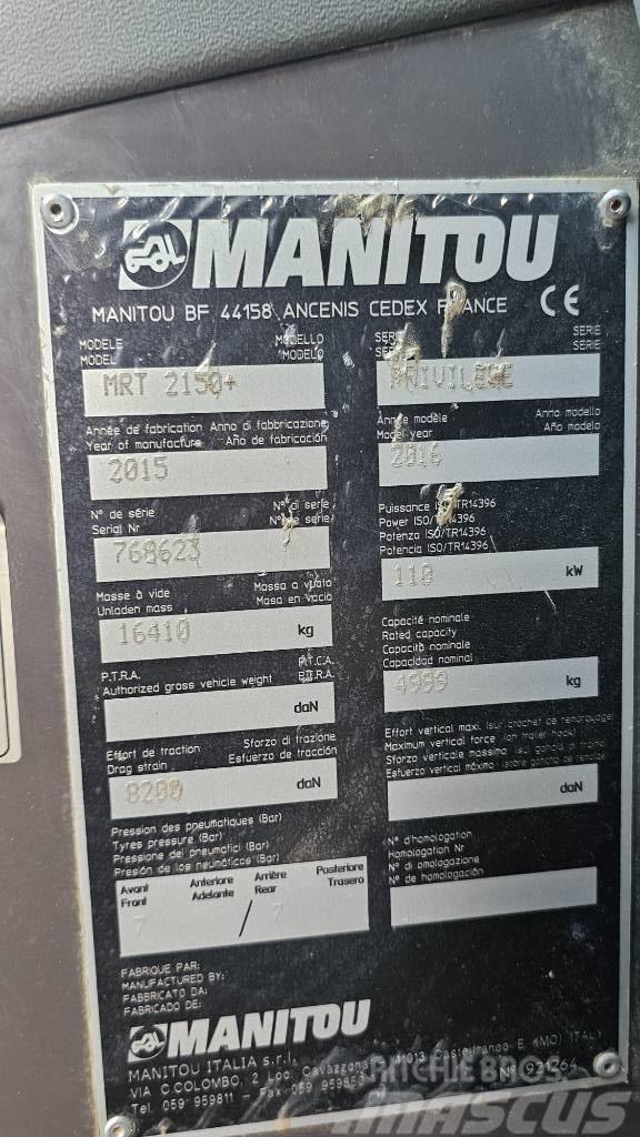 Manitou MRT 2150 Plus Privilege Teleskoplastare