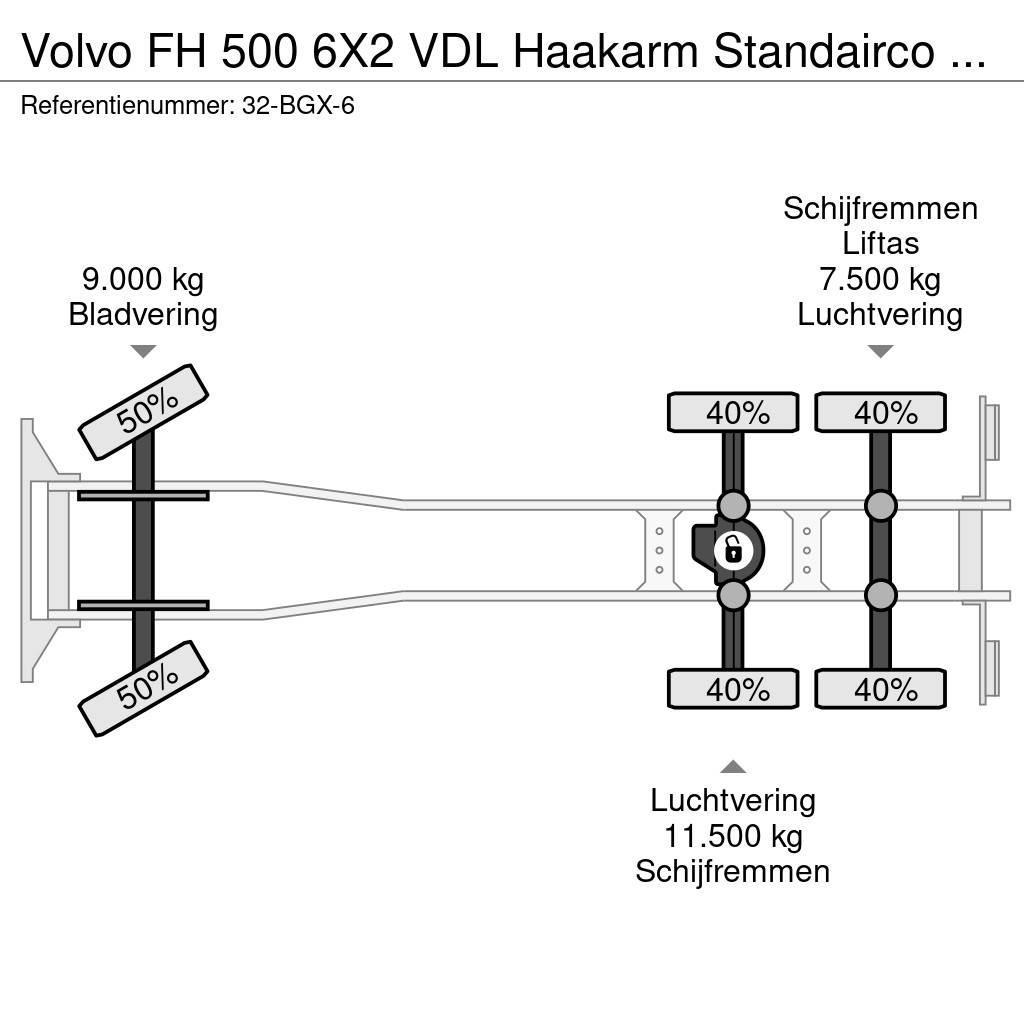 Volvo FH 500 6X2 VDL Haakarm Standairco 9T Vooras NL Tru Lastväxlare/Krokbilar