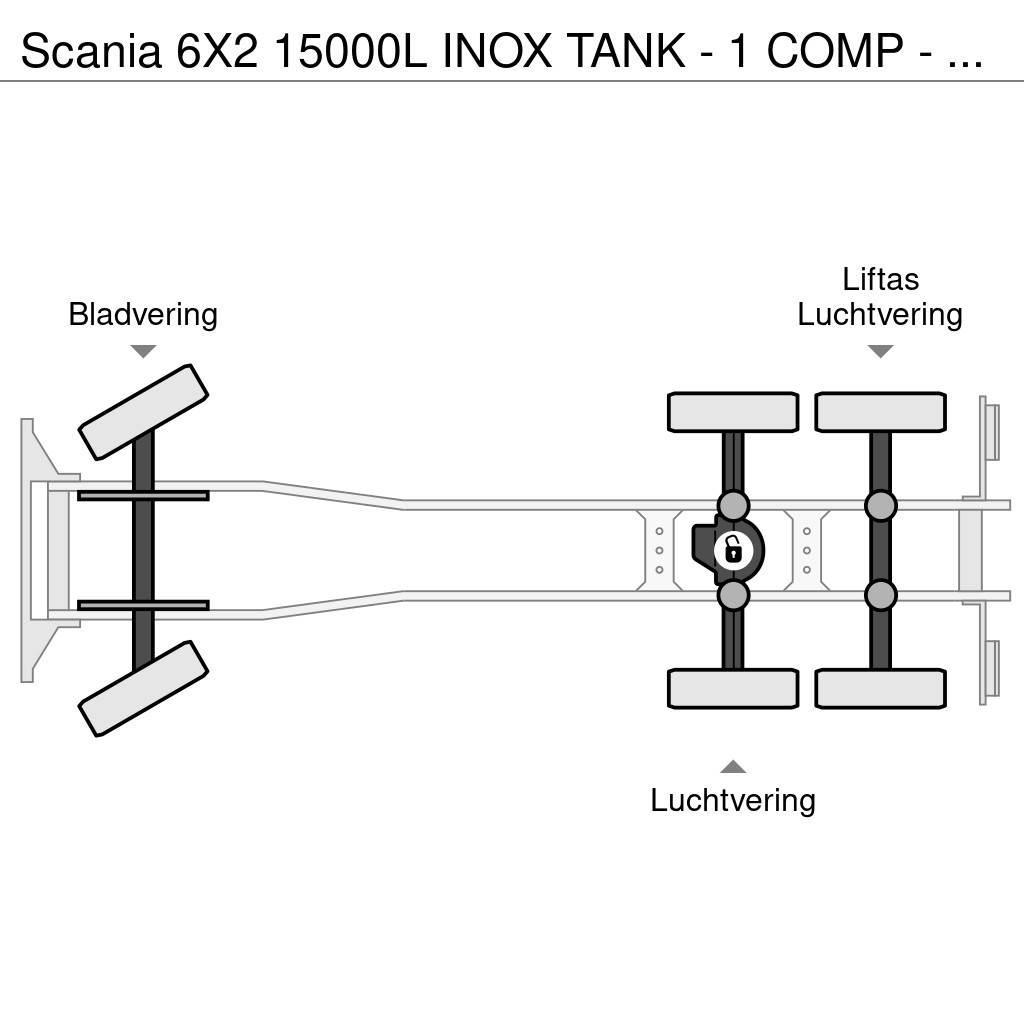 Scania 6X2 15000L INOX TANK - 1 COMP - RETARDER Tankbilar