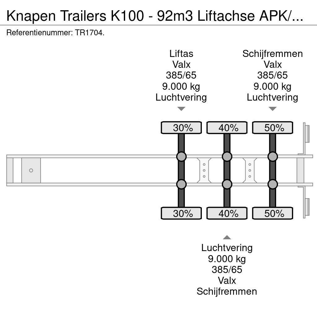 Knapen Trailers K100 - 92m3 Liftachse APK/TUV 11-2024 Walking floor semitrailers