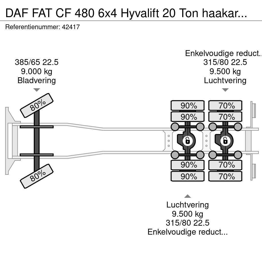 DAF FAT CF 480 6x4 Hyvalift 20 Ton haakarmsysteem Lastväxlare/Krokbilar