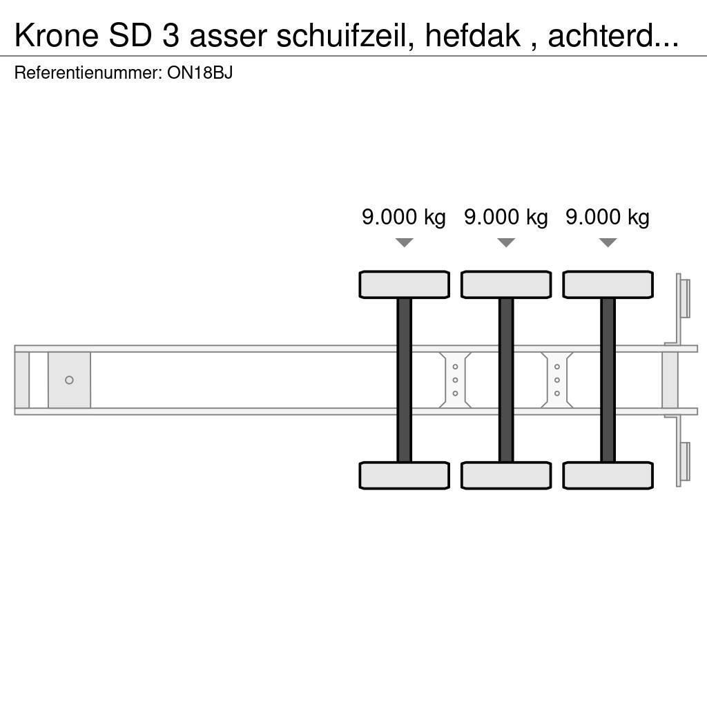 Krone SD 3 asser schuifzeil, hefdak , achterdeuren, 5 st Kapelltrailer