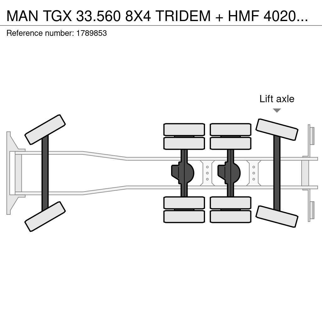 MAN TGX 33.560 8X4 TRIDEM + HMF 4020-K8 KRAAN/KRAN/CRA Kranbilar
