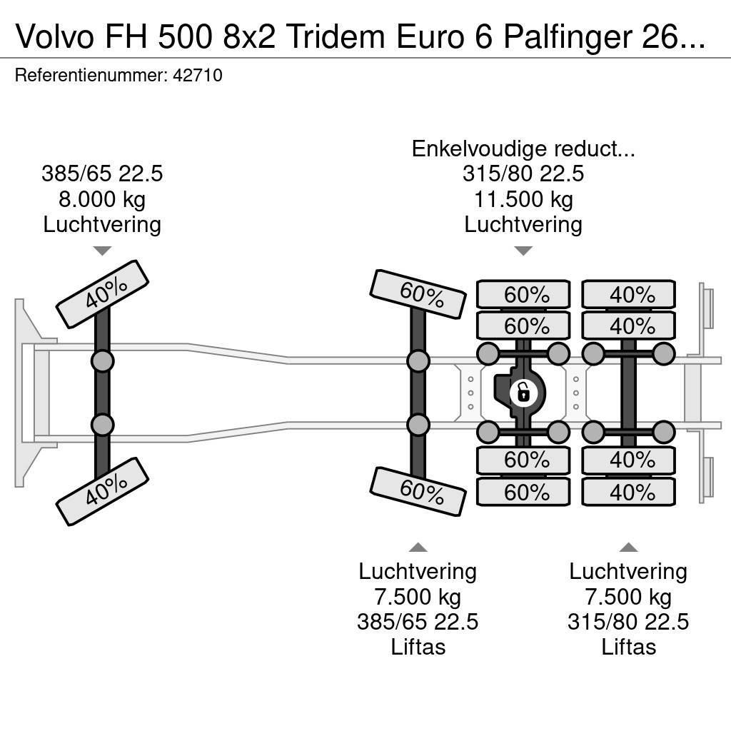 Volvo FH 500 8x2 Tridem Euro 6 Palfinger 26 Ton haakarms Lastväxlare/Krokbilar