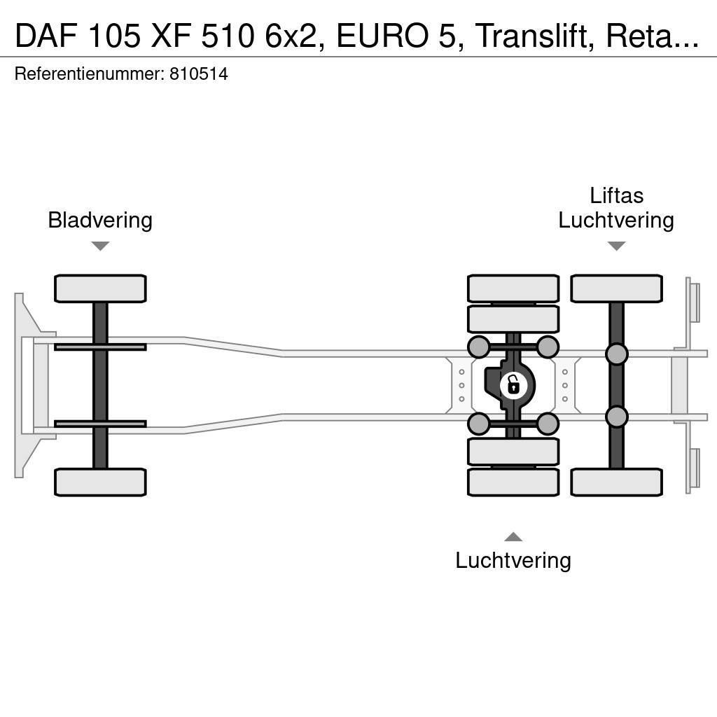 DAF 105 XF 510 6x2, EURO 5, Translift, Retarder, Manua Lastväxlare/Krokbilar