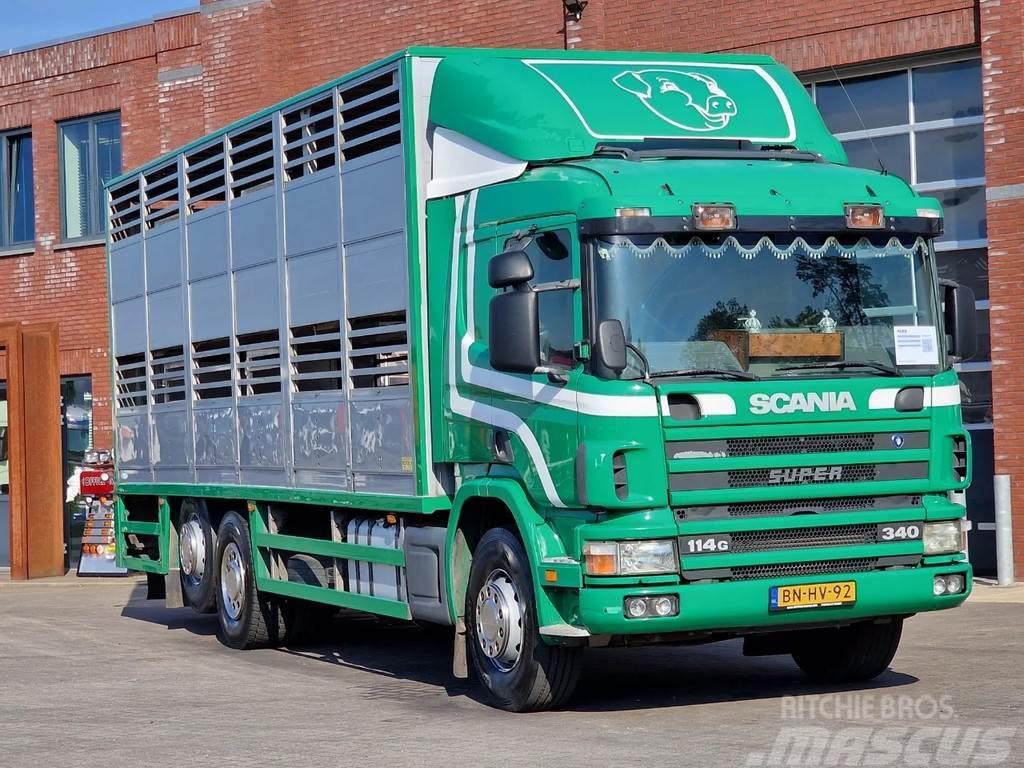 Scania P114-340 2 deck livestock - Loadlift - Moving floo Djurtransporter