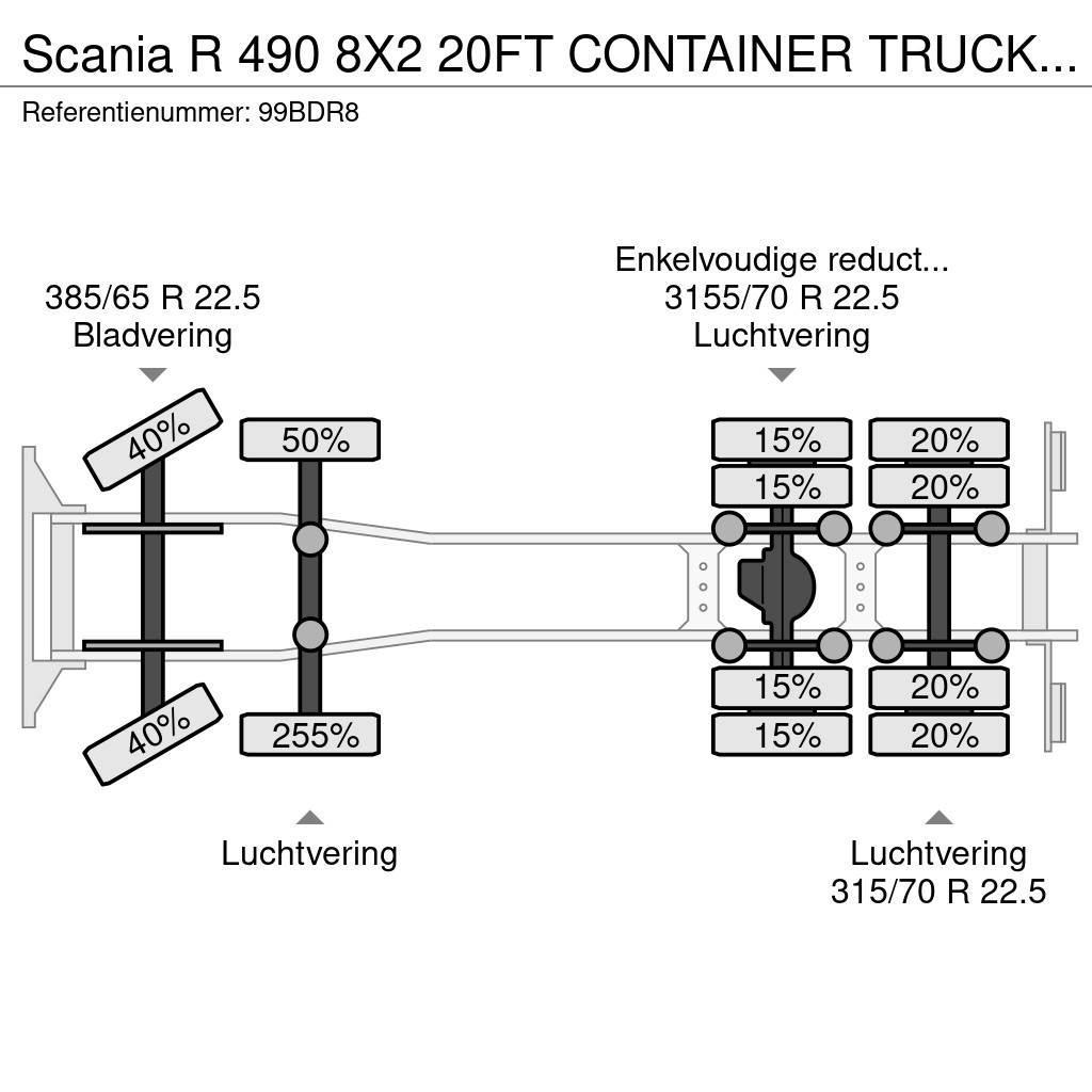 Scania R 490 8X2 20FT CONTAINER TRUCK 804.000KM Växelflak-/Containerbilar