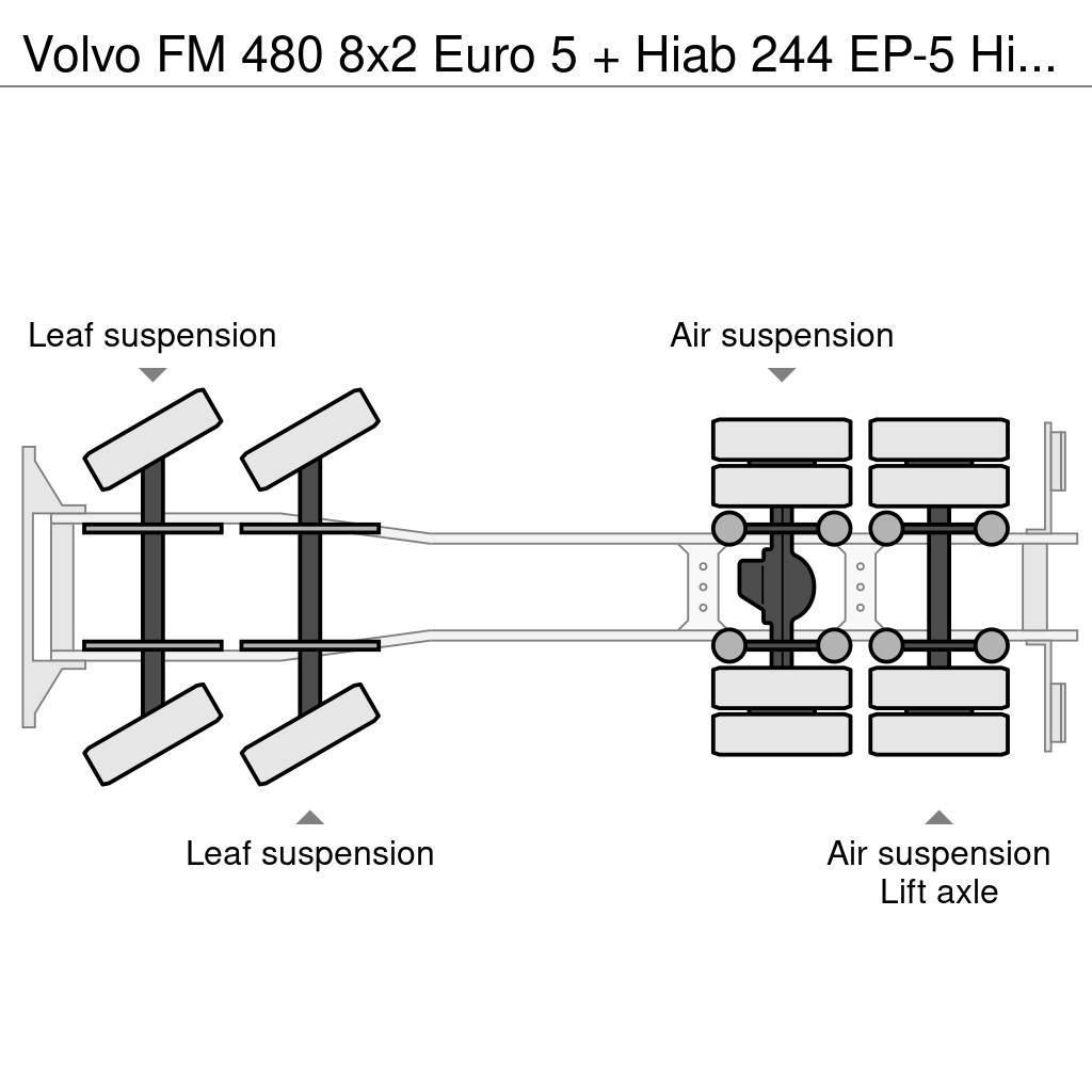 Volvo FM 480 8x2 Euro 5 + Hiab 244 EP-5 Hipro + Multilif Lastväxlare/Krokbilar