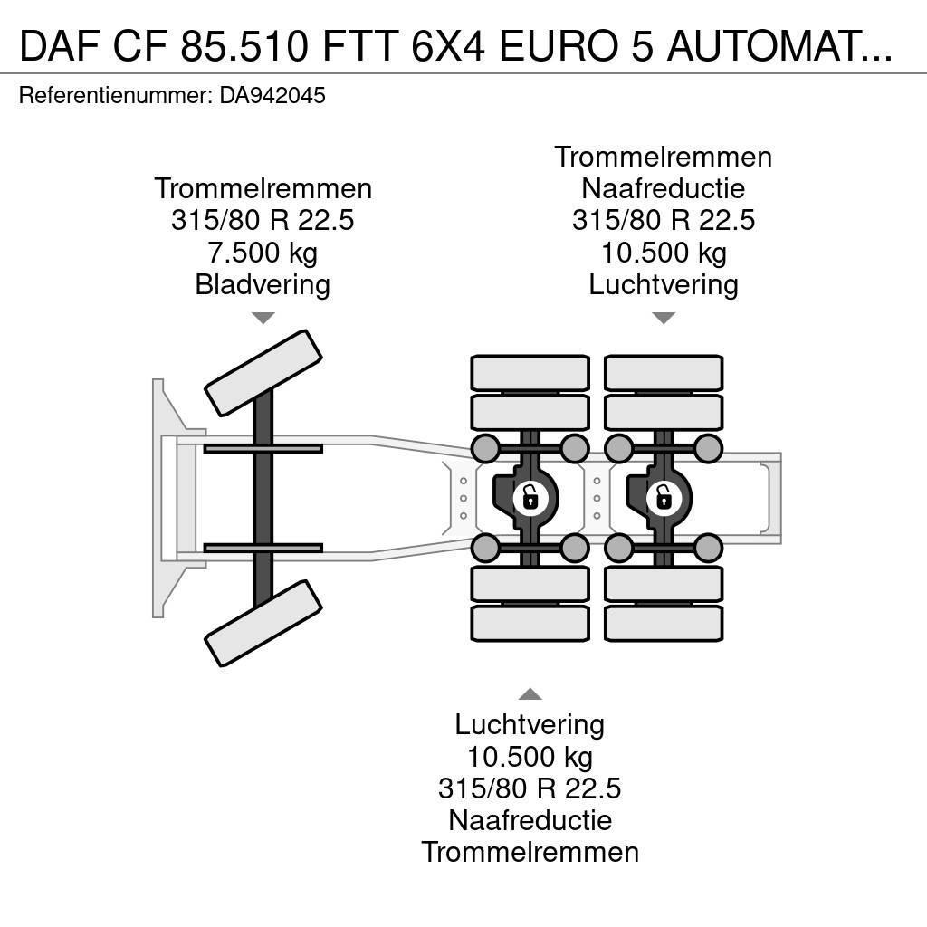 DAF CF 85.510 FTT 6X4 EURO 5 AUTOMATIC + ZF INTARDER + Dragbilar