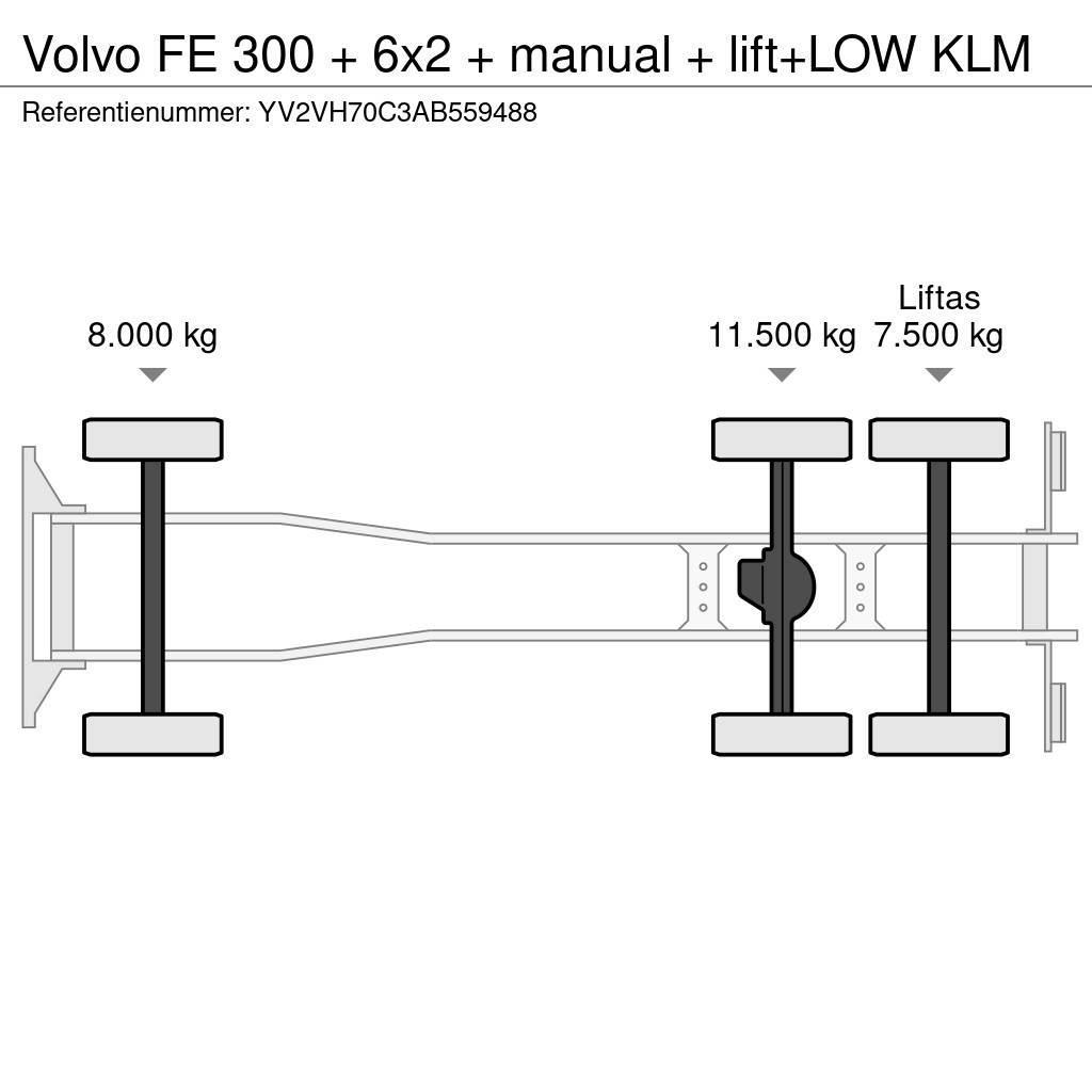 Volvo FE 300 + 6x2 + manual + lift+LOW KLM Skåpbilar