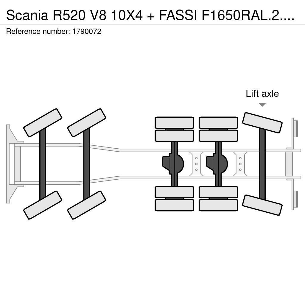 Scania R520 V8 10X4 + FASSI F1650RAL.2.28 + JIB L616L KRA Kranbilar