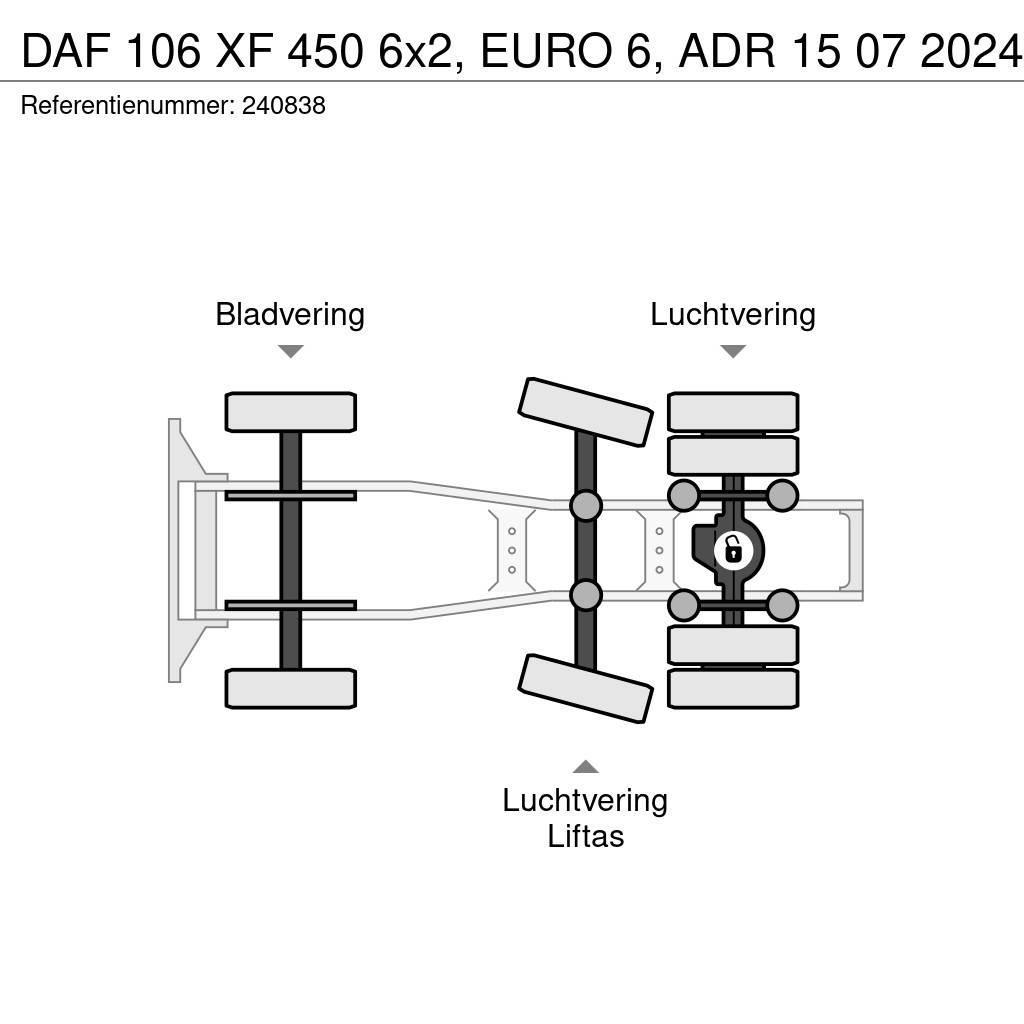 DAF 106 XF 450 6x2, EURO 6, ADR 15 07 2024 Dragbilar