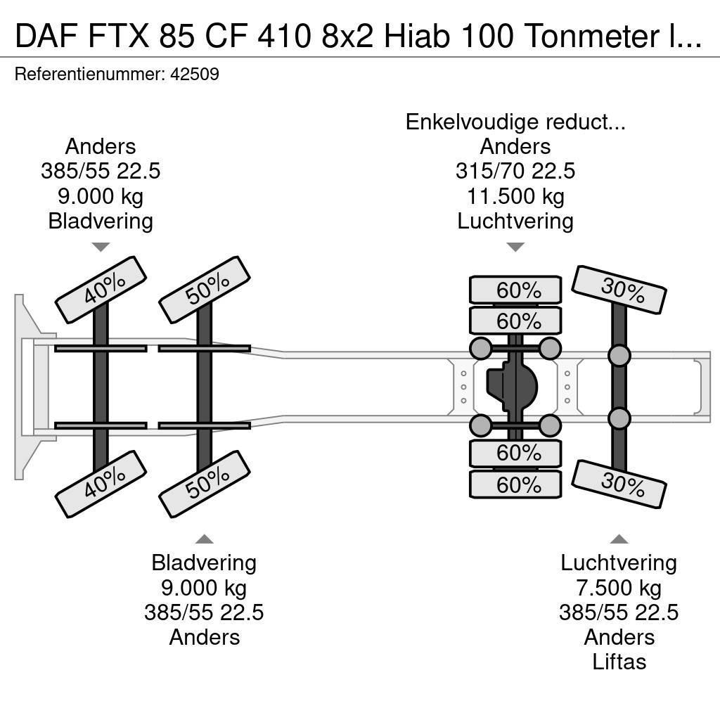 DAF FTX 85 CF 410 8x2 Hiab 100 Tonmeter laadkraan + Fl Dragbilar
