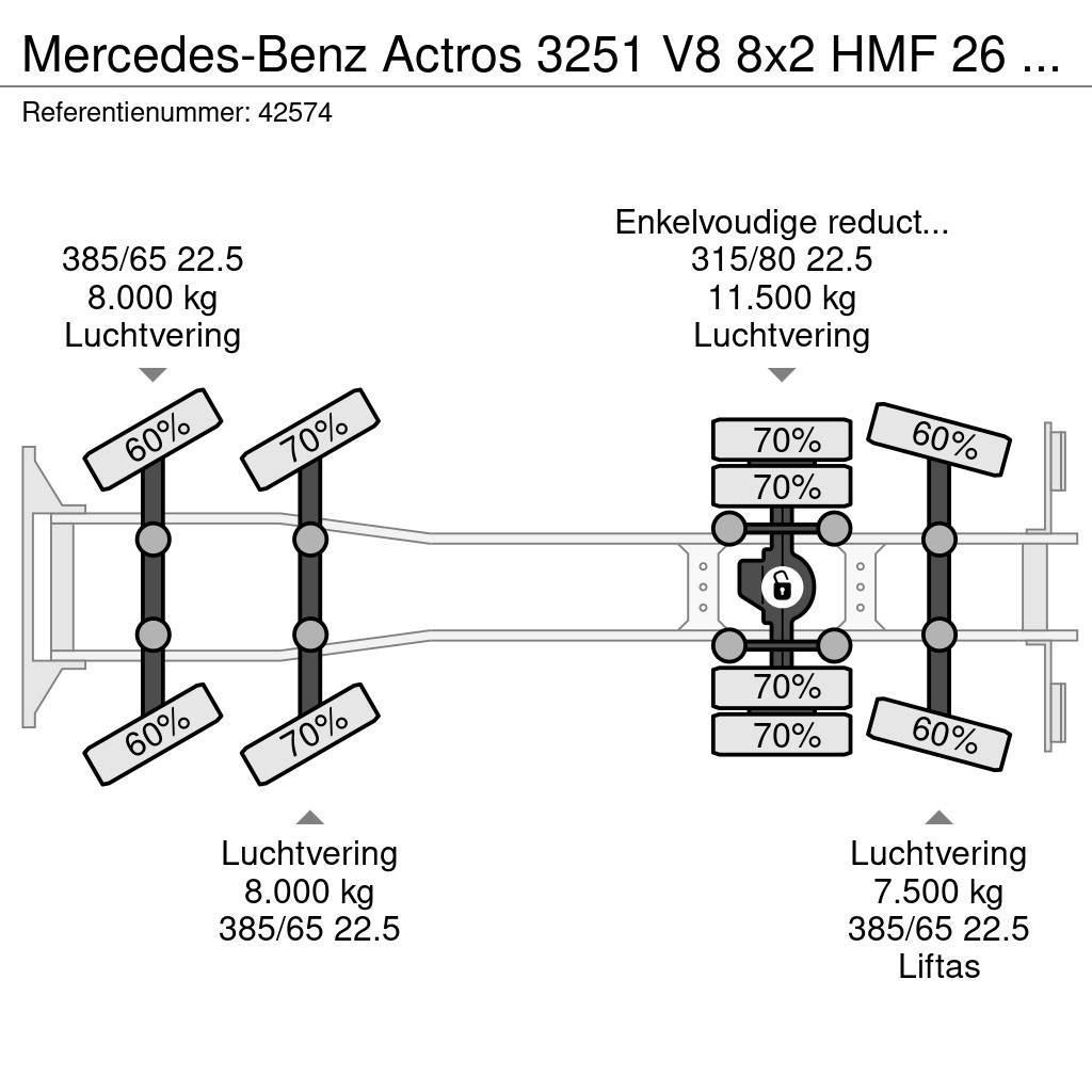 Mercedes-Benz Actros 3251 V8 8x2 HMF 26 Tonmeter laadkraan bouwj Lastväxlare/Krokbilar