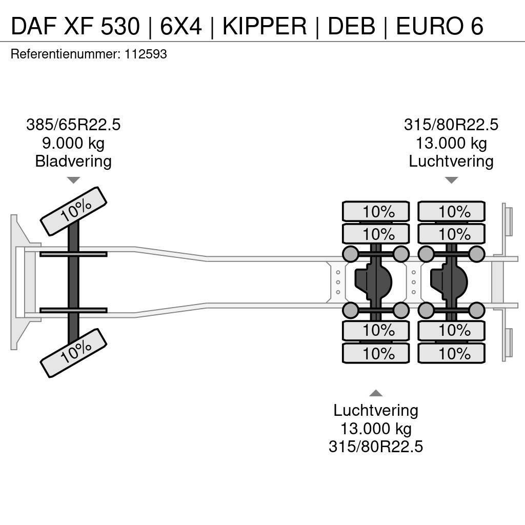 DAF XF 530 | 6X4 | KIPPER | DEB | EURO 6 Tippbilar