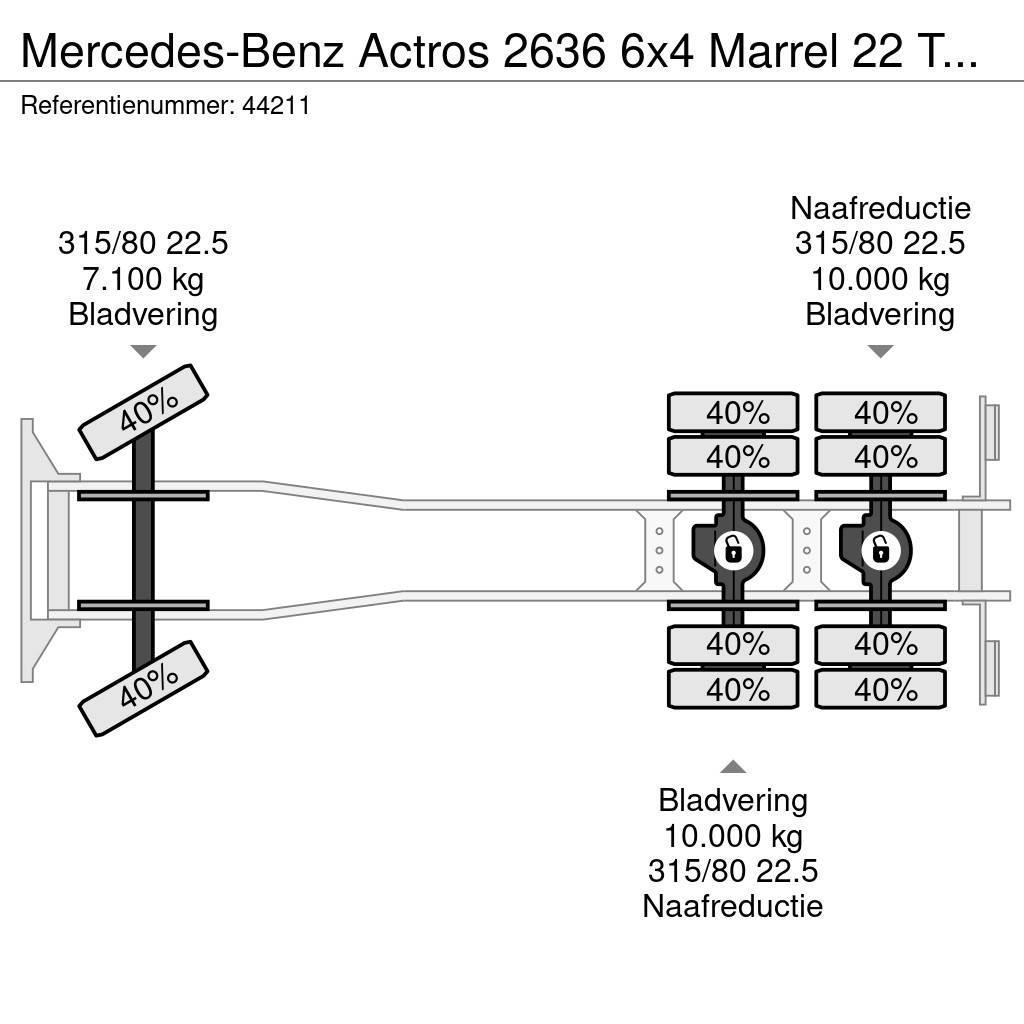 Mercedes-Benz Actros 2636 6x4 Marrel 22 Ton haakarmsysteem Manua Lastväxlare/Krokbilar