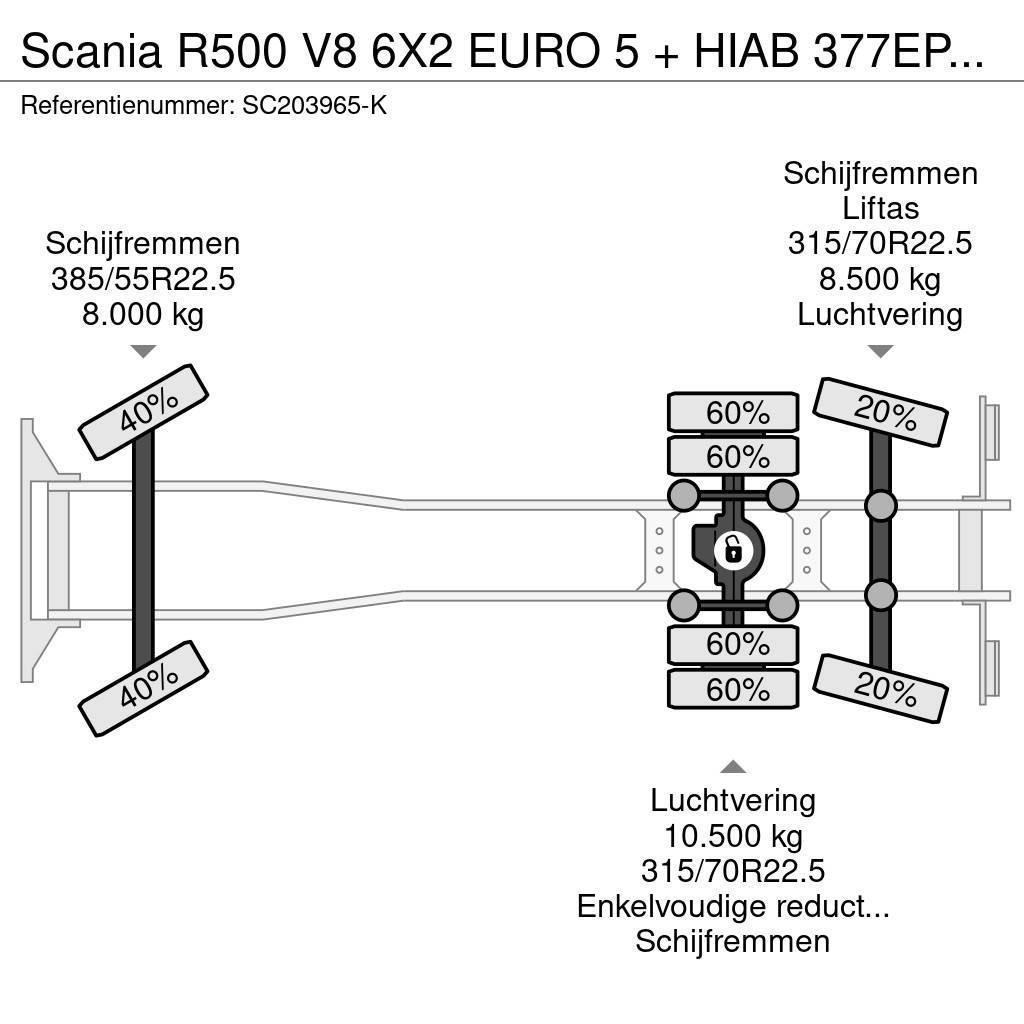 Scania R500 V8 6X2 EURO 5 + HIAB 377EP-4XS + REMOTE CONTR Allterrängkranar