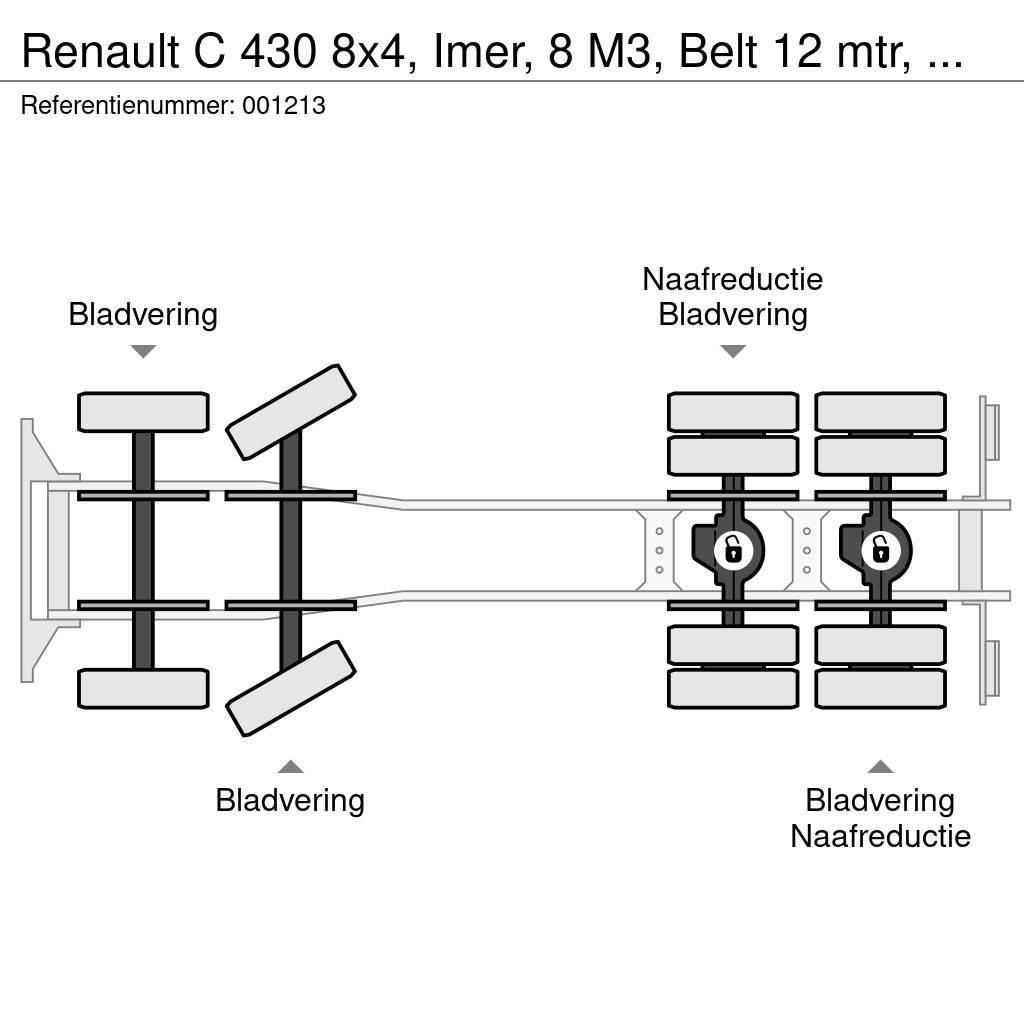 Renault C 430 8x4, Imer, 8 M3, Belt 12 mtr, EURO 6, Remote Cementbil