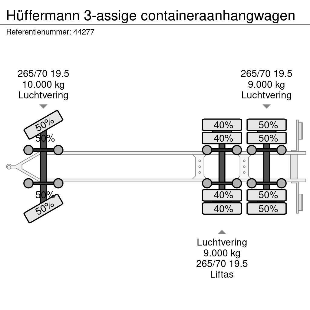 Hüffermann 3-assige containeraanhangwagen Växelflak-/Containersläp