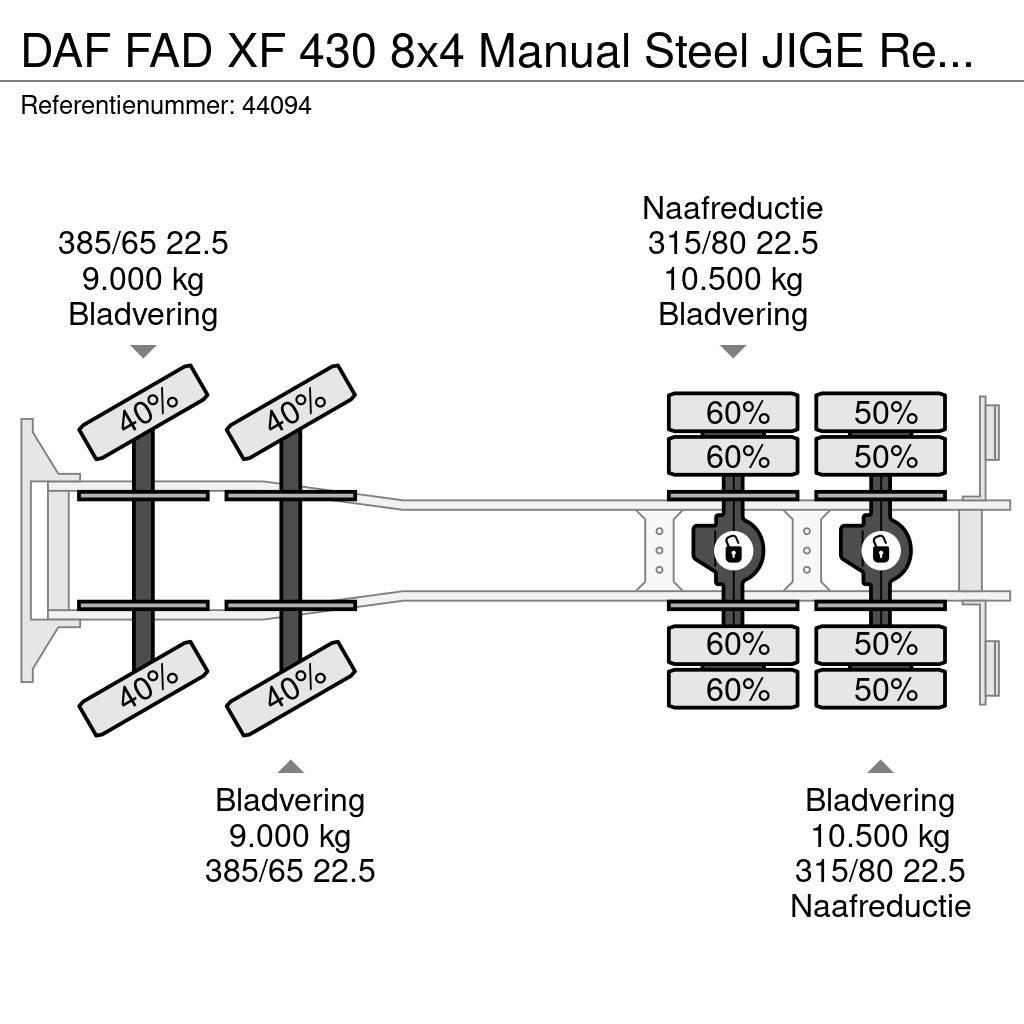 DAF FAD XF 430 8x4 Manual Steel JIGE Recovery truck Bärgningsbilar