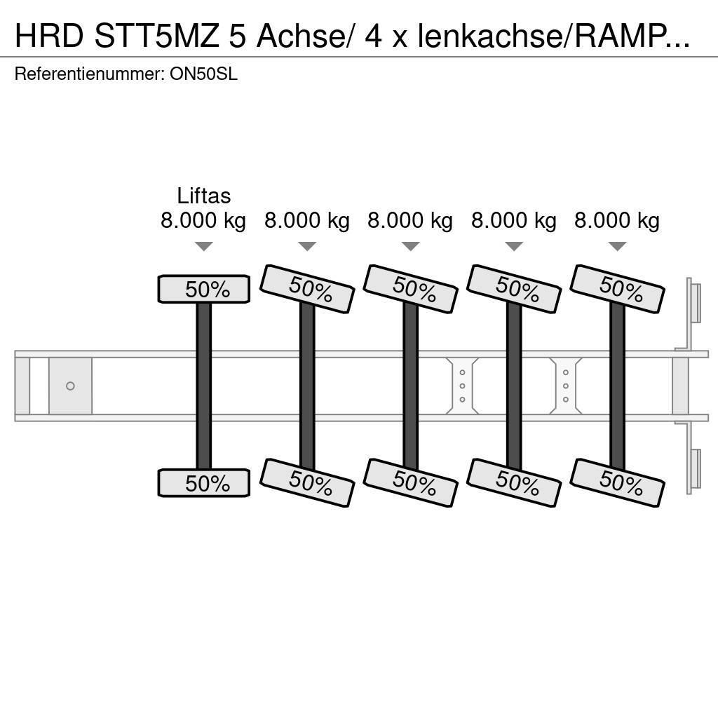 HRD STT5MZ 5 Achse/ 4 x lenkachse/RAMPEN/EXTENDABLE!! Låg lastande semi trailer