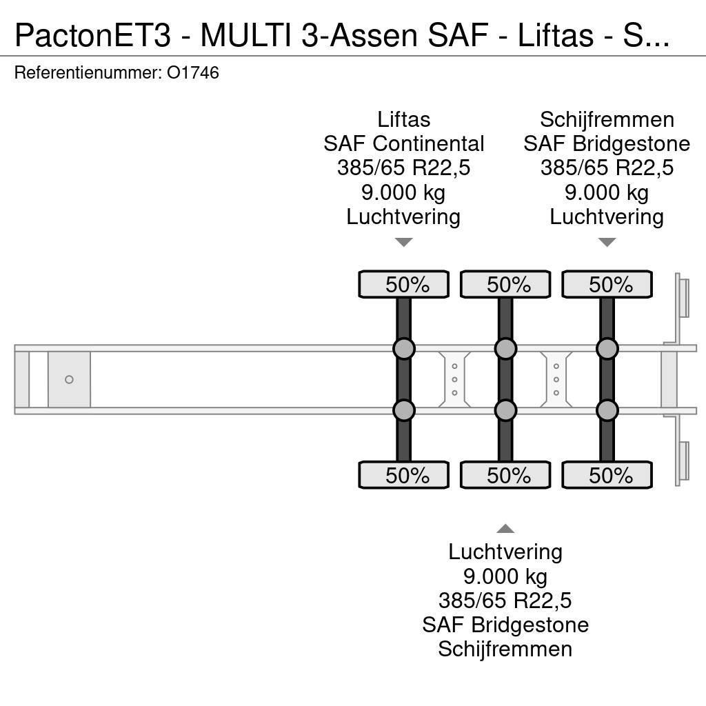Pacton ET3 - MULTI 3-Assen SAF - Liftas - Schijfremmen - Containertrailer