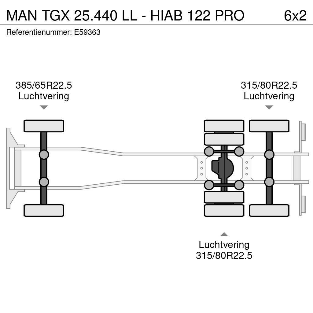 MAN TGX 25.440 LL - HIAB 122 PRO Växelflak-/Containerbilar