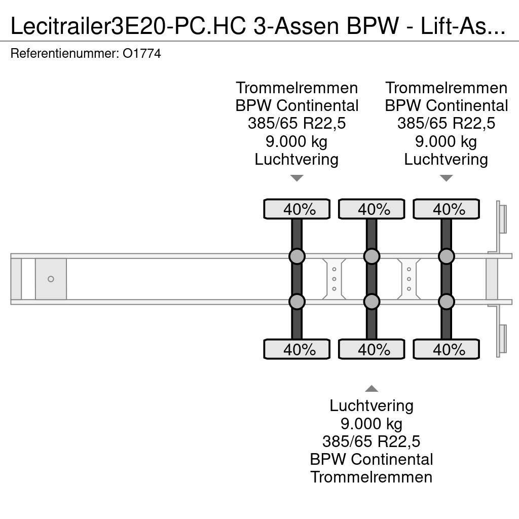 Lecitrailer 3E20-PC.HC 3-Assen BPW - Lift-As - 4800kg - 1x 20F Containertrailer