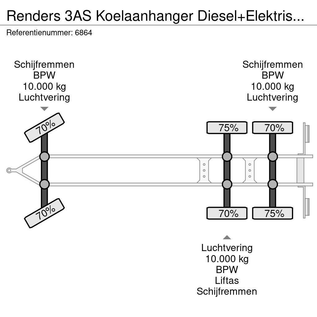 Renders 3AS Koelaanhanger Diesel+Elektrisch 10T assen Skåpsläp Kyl/fry/Värme